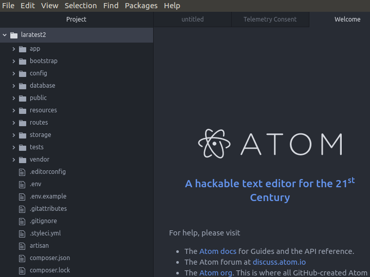 Atom text and source code editor