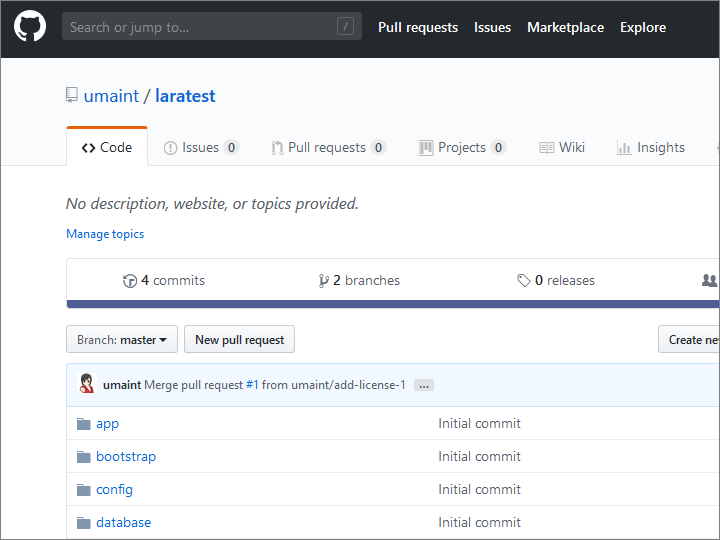 Github repository screen