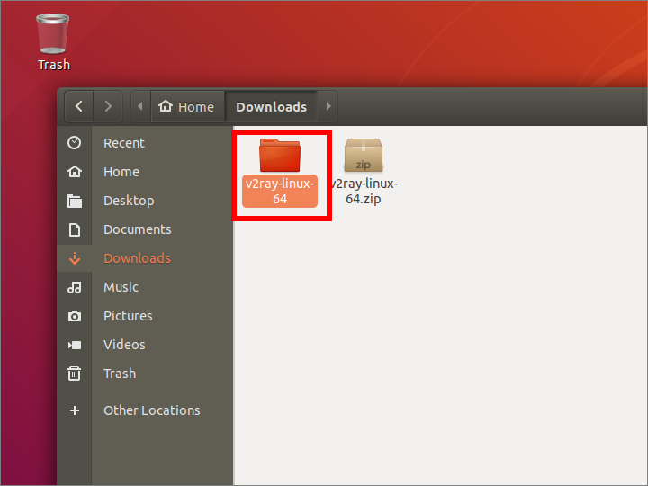 v2Ray linux directory in file manager